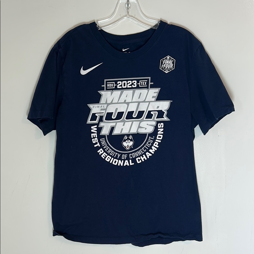 Nike UConn “Made Four This” 2023 March madness West Champs T-Shirt Size Large.